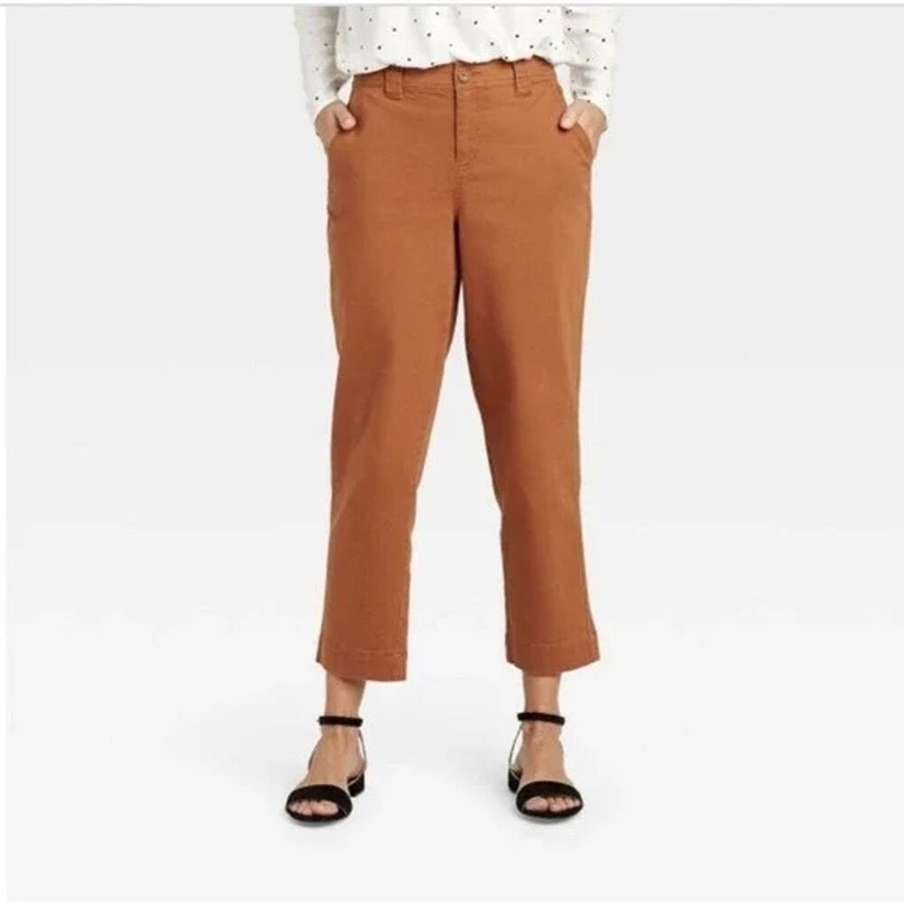 Rust Brown High-Rise Womens 6 Jeans Straight Cropped Ankle Pants A New Day Ankle